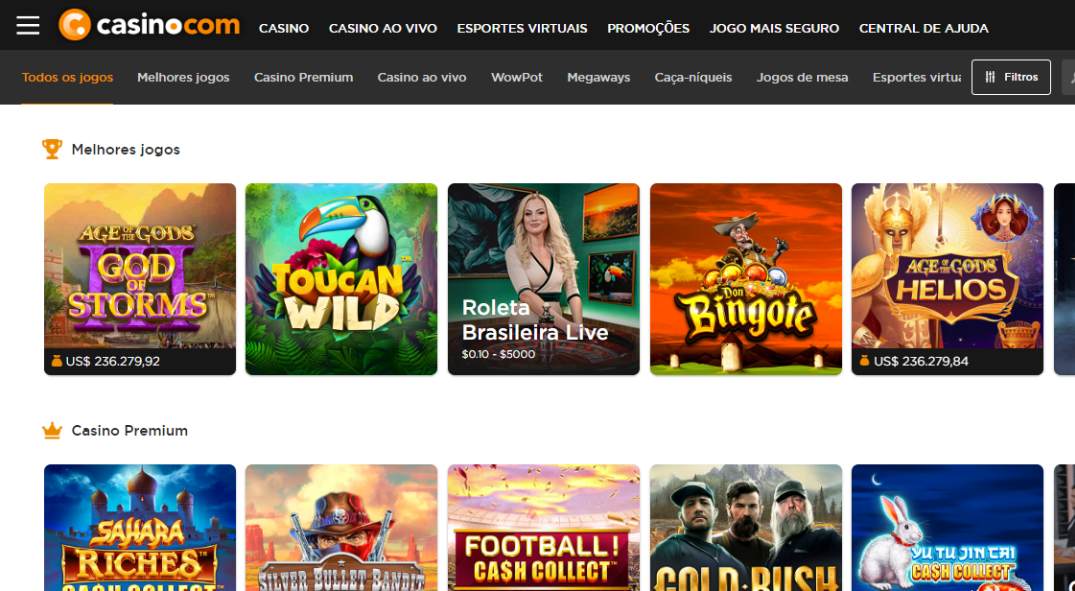 Casino.com com bônus de cadastro