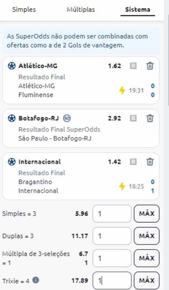 Exemplo de aposta sistema Betano