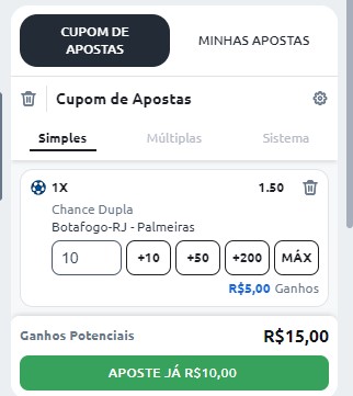 bilhete-betano-odds-dc Retornos em Botafogo x Palmeiras no mercado DC na Betano