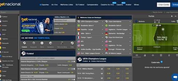 Página inicial na casa de aposta Betnacional