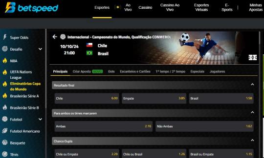 Apostar na BetSpeed foi rápido e podemos conferir uma variedade de mercados; Imagem: Reprodução GO Apostas