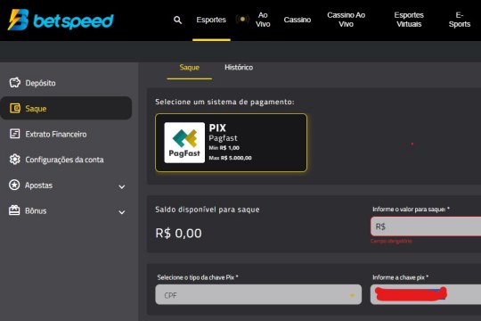 Screenshot Bet Speed Apostas Online.