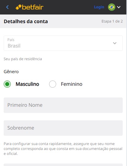 cadastro-betfair Passo a passo de como fazer o cadastro na Betfair - Foto: Reprodução / GO Apostas