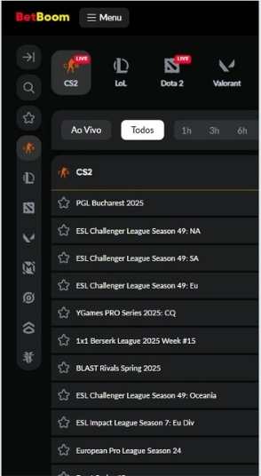 Site BetBoom eSports - esportes eletrônicos