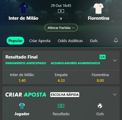 Inter de Milão x Fiorentina Palpite
