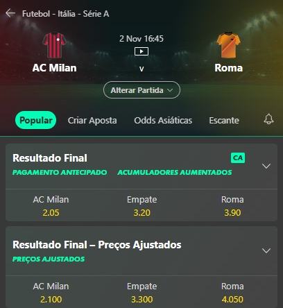 Milan x Roma palpite