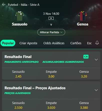Sassuolo x Genoa palpite