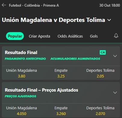 Unión Magdalena x Tolima palpite