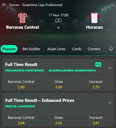 Barracas x Huracán palpite