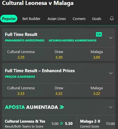 Cultural Leonesa x Málaga palpite