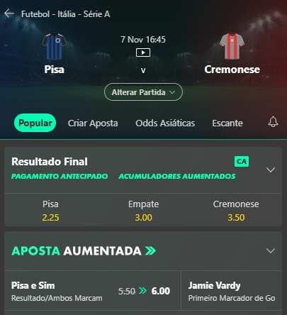 Pisa x Cremonese palpite